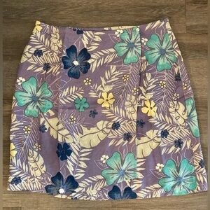 Vintage Cherokee Women’s Silk Linen Hawaiian Floral Wrap Skirt Aloha 16 Plus